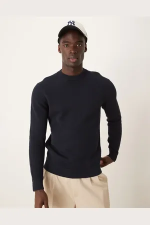 SELECTED Knitted crew neck jumper in navy
