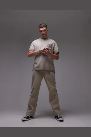 Topman Straight pants in -Neutral