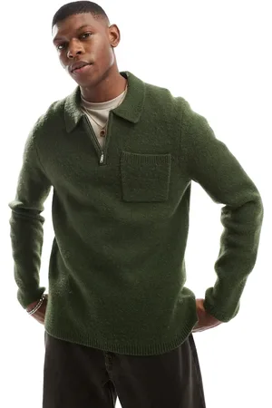 New Look Brushed knit zip polo in