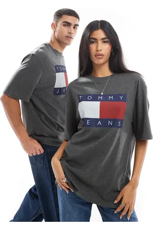 Tommy Hilfiger Unisex large flag logo t-shirt in charcoal grey
