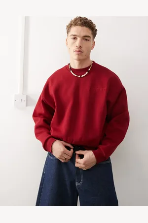 Reclaimed Unisex heavyweight cropped boxy sweatshirt in -Red