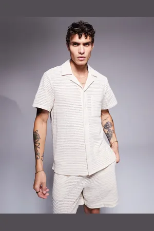 South Beach Textured knit beach shirt in -White