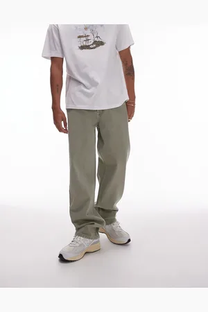 Topman Straight twill pants in -Green