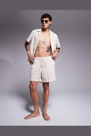 South Beach Textured knit beach shorts in -White