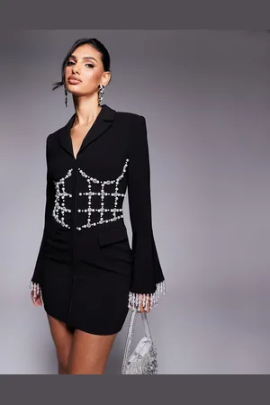 Lavish Alice Pearl embellished mini blazer dress in