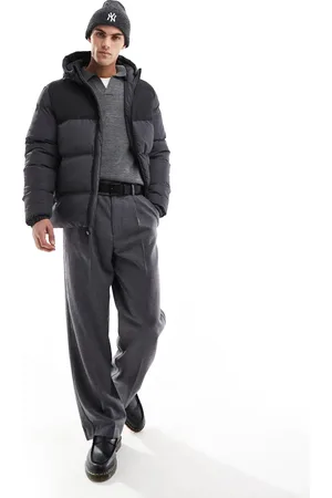 French Connection French Connection hooded puffer jacket in black and charcoal-Multi