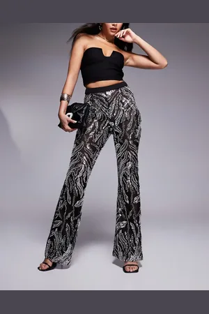 Lavish Alice Sheer embellished fit and flare pants in