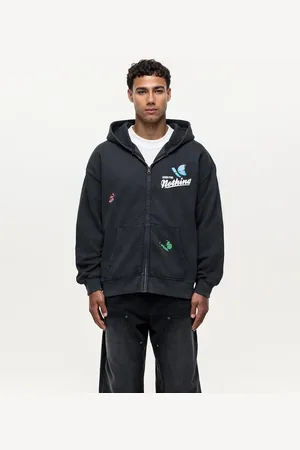 Good For Nothing Embroidered zip up hoodie in