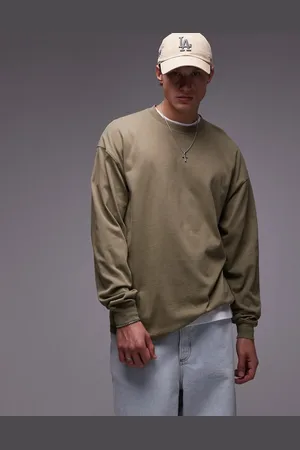 Topman Oversized fit long sleeve t-shirt in -Green