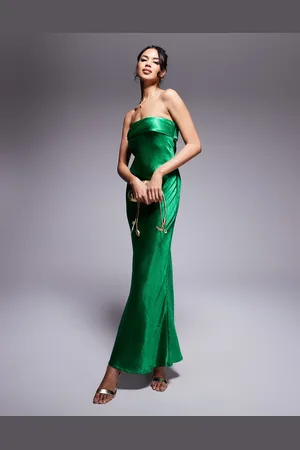 In The Style X Perrie Sian exclusive bandeau liquid satin midi dress in