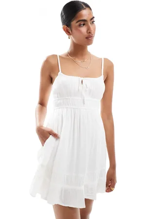 Hollister Tie back short dress with shirred bust detail in