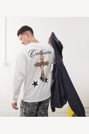 COLLUSION Long sleeve skater back graphic t-shirt in