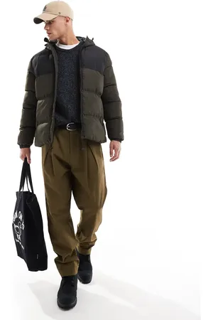 French Connection French Connection hooded puffer jacket in black and khaki-Multi