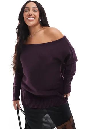 Yours Off shoulder bardot jumper in -Multi