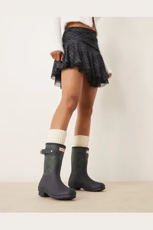 Hunter Original short tartan gumboots in
