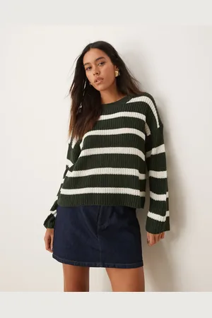 JDY Jumper in dark green stripe