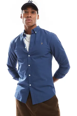 Farah Brewer slim fit long sleeve oxford shirt in