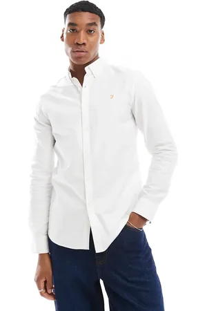 Farah Brewer slim fit long sleeve oxford shirt in