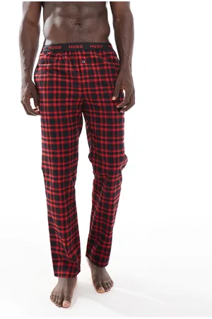 HUGO BOSS HUGO Bodywear flannel check pants in and black