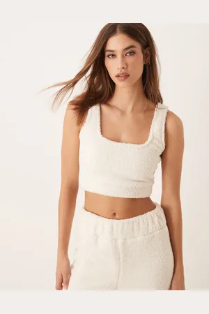 New Look Sherpa cropped singlet in (part of a set)-White