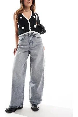 AWARE Vero Moda Elina wide leg jeans in washed grey denim