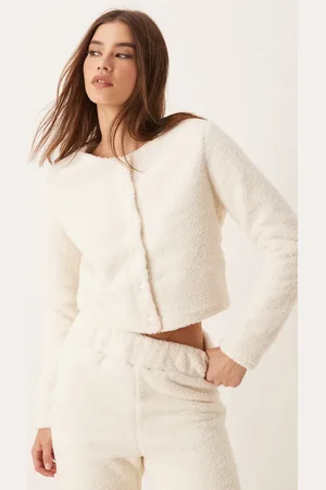New Look Sherpa cropped cardigan in (part of a set)-White