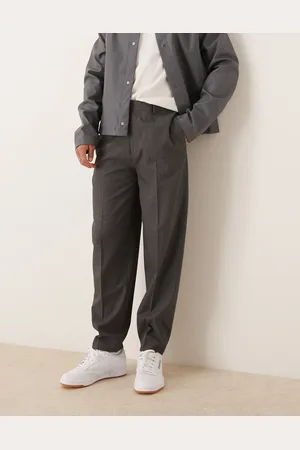 ASOS Smart oversized tapered pants in charcoal check