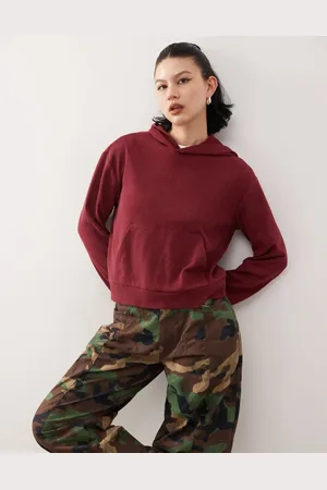 Reclaimed Waffle hoodie in washed -Red