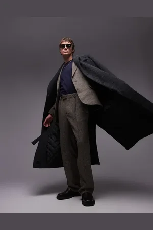 Topman High waisted relaxed textured suit pants in