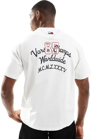 Tommy Hilfiger Chest script logo t-shirt in off white