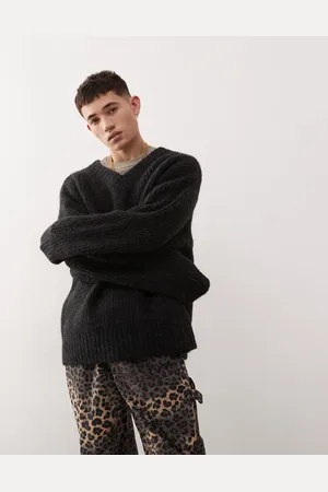 Weekday Riley wool blend chunky knit v neck jumper in