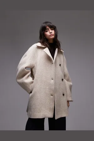 & OTHER STORIES Wool look coat in grey graphic herringbone