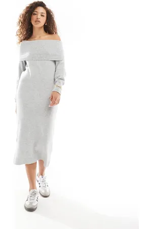 ONLY Off shoulder midi dress in melange