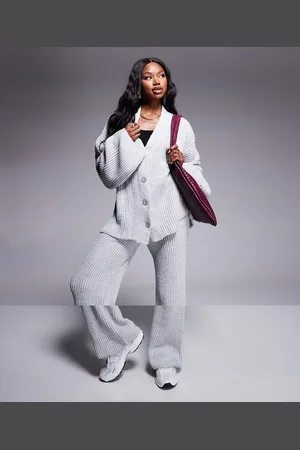 Missyempire Missy Empire knitted button down cardigan and pants full set in