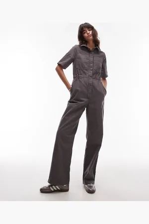 Topshop Short sleeve jumpsuit in -Grey