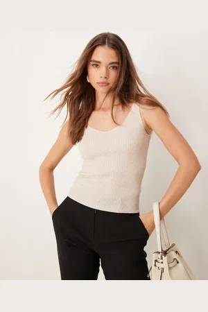 JDY Glitter knitted singlet in gold