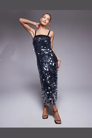 River Island Sequin midi slip dress in