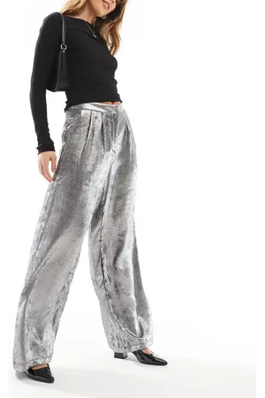 ONLY Loose fit metallic pants in -Grey