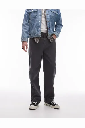 Topman Straight canvas pants in -Grey
