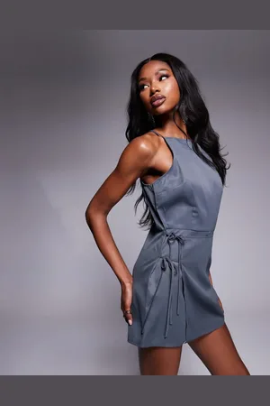 Missyempire Missy Empire high neck wrap tie side detail skort playsuit in -Grey