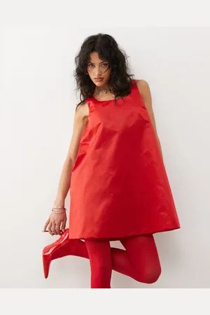 Monki Satin look pinafore mini dress in