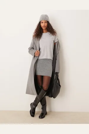 New Look Acid wash ribbed mini tube skirt in