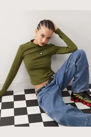 Santa Cruz Long sleeve mock neck t-shirt in khaki-Green