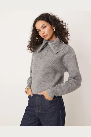 New Look Oversized collar half zip jumper in