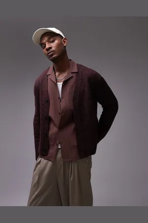 ARKET Wool knitted cardigan with button front in red