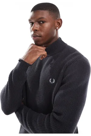 Fred Perry Lambswool knitted mock neck jumper in