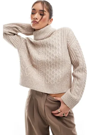 New Look Cable roll neck jumper in -White