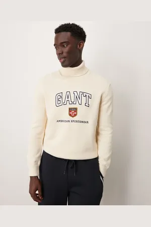 GANT Varsity logo knit turtle neck jumper in -White