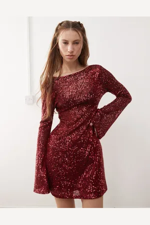 Reclaimed Sequin mini party dress in -Red
