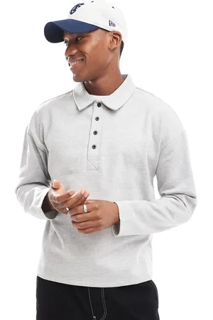 Another Influence Half button rugby sweat in grey